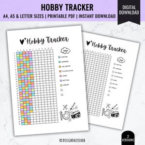 Hobby Tracker Printable: Colorful Activity Planner (Digital Download)