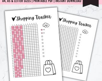 Shopping Tracker Printable | Budget Planner, Spending Log (PDF)