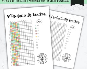 Productivity Tracker Printable: Goal Tracker, Journal Page (Digital Download)