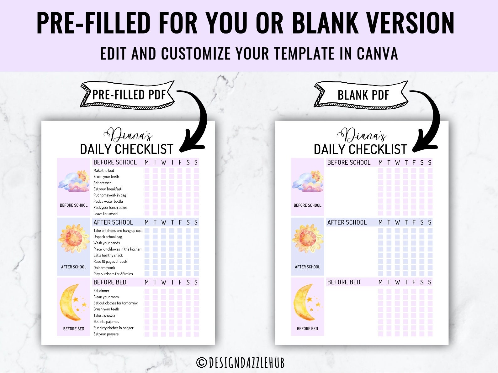 Kids Daily Routine Chart Kids Daily Checklist PDF Daily Routine Chart ...