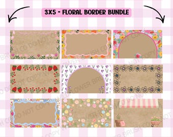 Floral Banner Border Templates: Editable Canva Design (Digital Download) 3x5 Banner Mock Up and Template Border Bundle