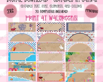 Summer Borders Banner Template: Editable Canva Design (Digital Download) 2x6 Printable Walgreens Banner Mock Up/Templates Bundle