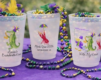 Personalized Mardi Gras Party Cups | New Orleans Southern Design