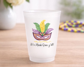 Personalized Mardi Gras Party Cups | Mask Design, 16oz