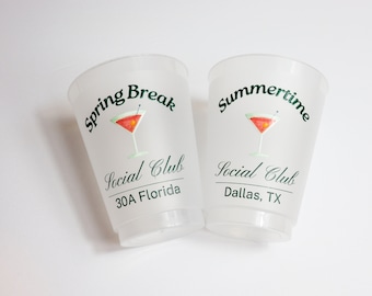 Personalized Party Cups with Classic Social Club Design | Spring Break Party Cups | Vacation Party Cup | Girls Trip | Group Vacation Cups