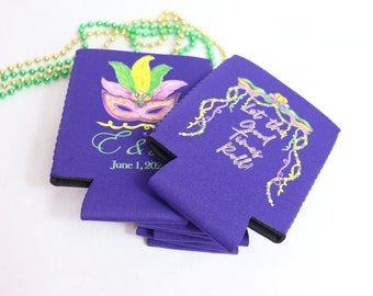 Custom Mardi Gras Can Coolers | Personalized Party Favors