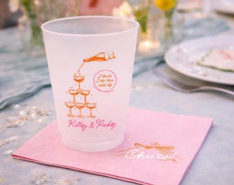 Custom Wedding Cups & Cocktail Napkin Bundle for 100–300 Guests | Personalized Rehearsal Dinner and Wedding Bar Cups | Bulk Party Package