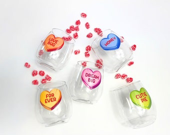 Candy Hearts Valentine's Day Cups | Galentine's Party Decor, Set of 5