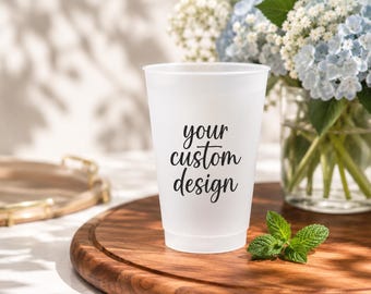 Personalized Frosted Cups | Custom Party Cups | 16oz and 20oz Frost Flex Cups | Your Custom Design Cups | Wedding Cups | Birthday Cups