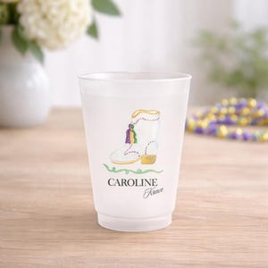 Mardi Gras Party Cups with Personalization and Mardi Gras Boot | Custom Party Cups | Mardi Gras Party Decor image 2