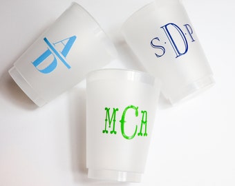 PERSONALIZED Couple Monogram Party Cups | Set of 10 Frost Flex 16oz Cups | Engagement Gift | Wedding Decor | Fully Custom Party Cups