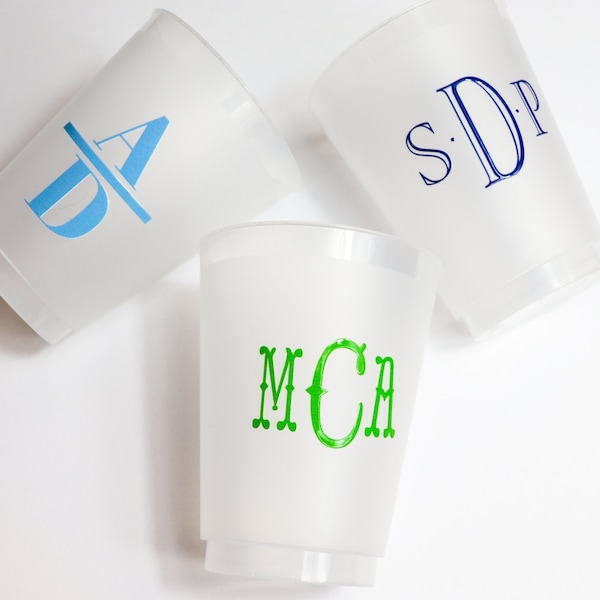 PERSONALIZED Couple Monogram Party Cups | Set of 10 Frost Flex 16oz Cups | Engagement Gift | Wedding Decor | Fully Custom Party Cups