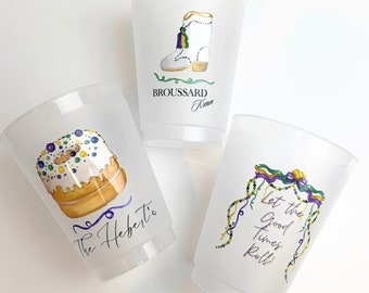 Custom Mardi Gras Party Cups | Bead Banner Design
