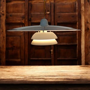 Vintage 1990s IKEA &#39;Vinter&#39; Pendant Lamp – White Metal with Triple Ring Design