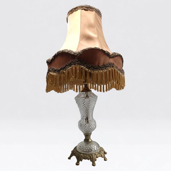 French Lamp with Crystal Base, Early 20th Century Vintage Décor