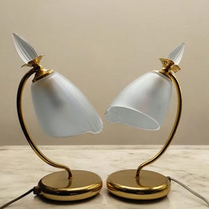 Vintage Italian Table Lamp – Brass and Glass - Elegant Vintage Lighting - 1970s-1980s