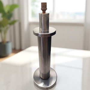 Vintage 1970s SIMAR Stainless Steel Table Lamp - Industrial Modernist Design