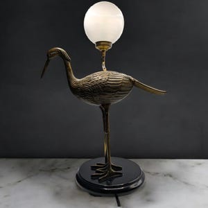 Vintage Bronze Heron Table Lamp – Art Deco Style with Sculptural Detail - 1950&#39;s