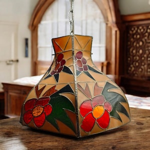 Vintage Tiffany-Style Pendant Lamp – Stained Glass Effect