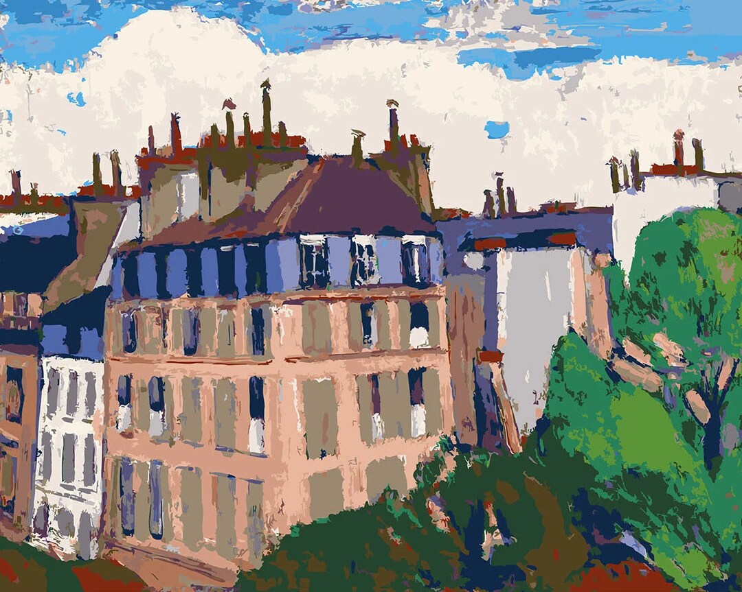 Paris Rooftops Paint by Numbers Kit DIY Paint and Sip Party Etsy