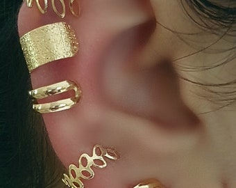 Silver/ Gold 5 pcs Set Ear Cuff Earrings Cartilage Ear Wrap Ear Climber Ring Clip on Helix Cuff No Piercing Earrings Studs