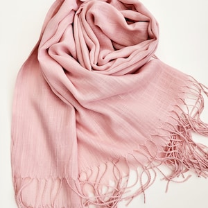 Powder Pink Light Pink Soft Summer Shawl Wedding Bridal Shawl Wrap With tassels Elegant Headscarf Stole Hijab
