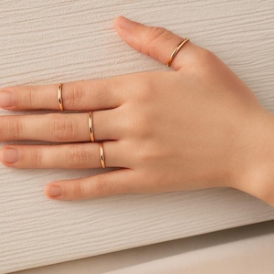 2mm Thin Gold Plated Stainless Steel Rings Dainty Minimalist Fashion Stackable Rings