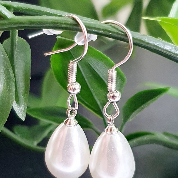 Women's Girl's Gold Silver Crystal Simulated Pearl Drop Dangle Earrings Studs Mother's day Anniversary Bridal Shower Handmade Gift For Her