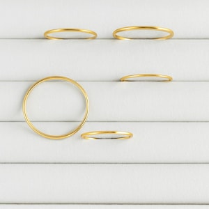 1mm Thin Gold Plated Stainless steel Rings Dainty Minimalist Fashion Stackable Rings