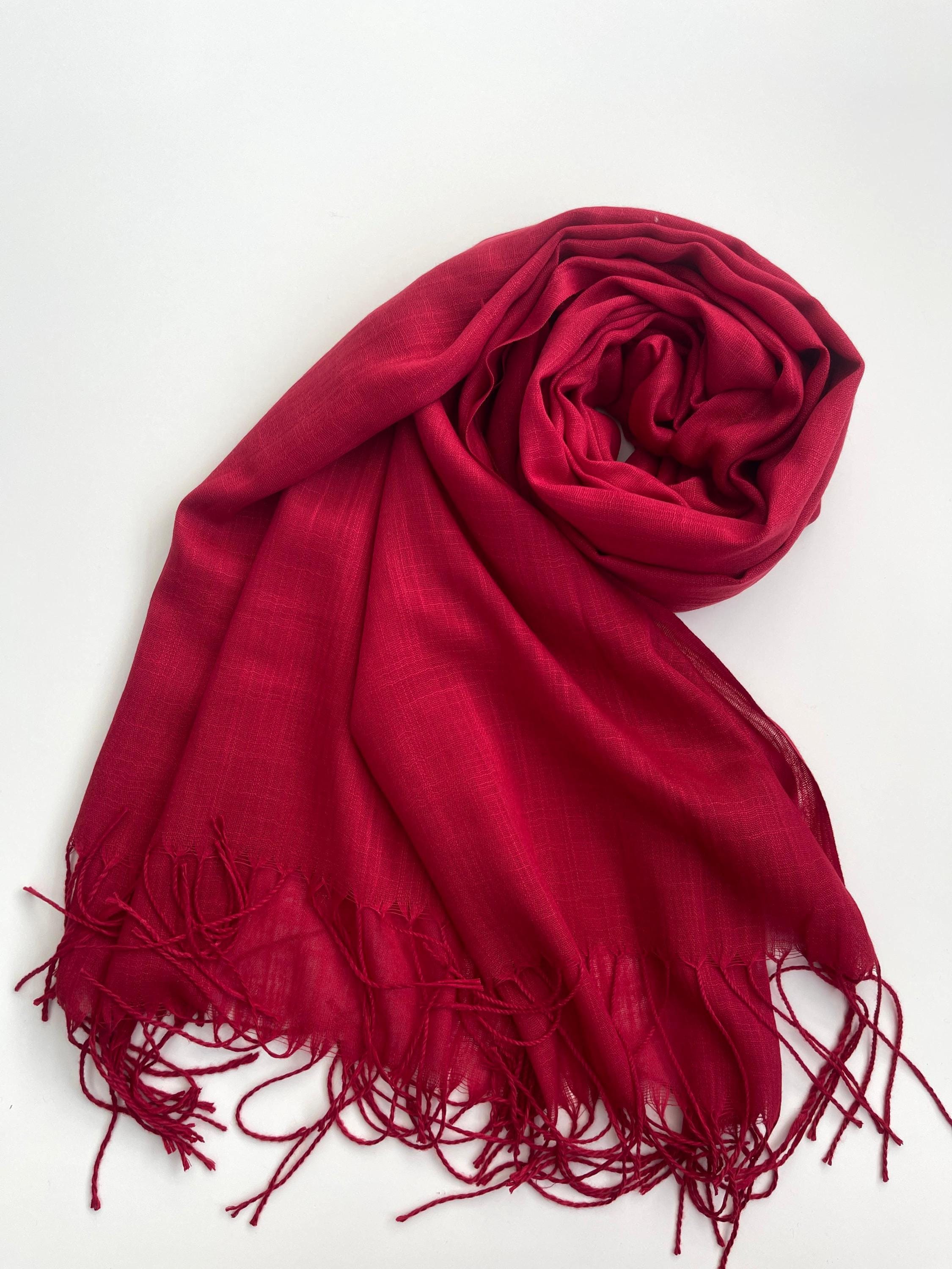 Epaisse et confortable étole rouge 100% naturelle | très grande qualité