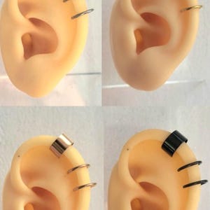 Pair of Silver/ Gold/ Rose Gold/l Black 2x   Ear Cuffs Earrings Cartilage Ear Wrap Climber Ring Clip on Helix Cuff No Piercing Studs