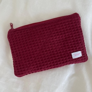 la bolsa - bolsa de maquillaje - bolsa cosmética de tela de felpa rosa - estuche de belleza para bolsos - bolsa con cremallera de cuadros rosa - promesa meñique