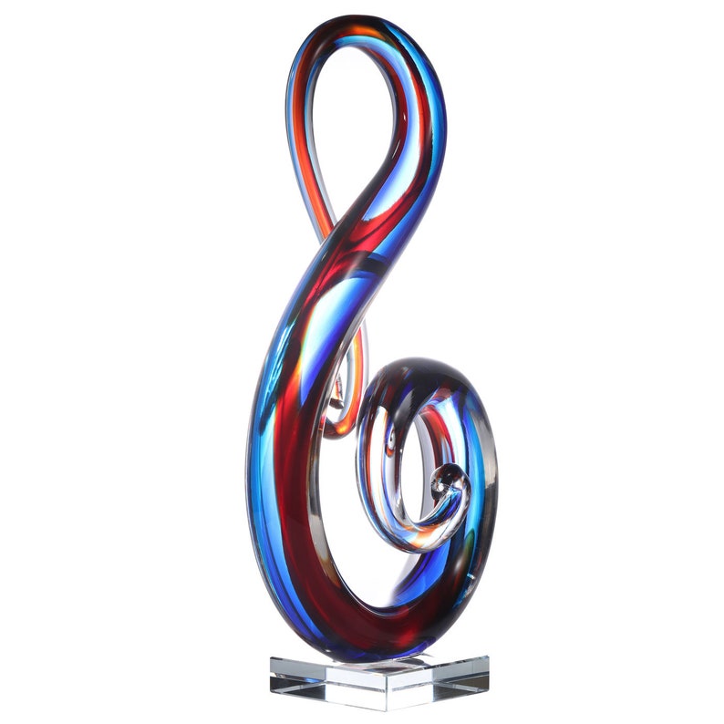 Luxury Lane Hand Blown Treble Sommerso Art Glass Sculpture 11-14 inch tall image 3