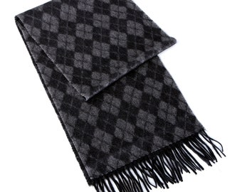 Men Argyle 100% Cashmere Scarf 69 x 12 inches