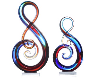 Luxury Lane Hand Blown Treble Sommerso Art Glass Sculpture 11-14 inch tall