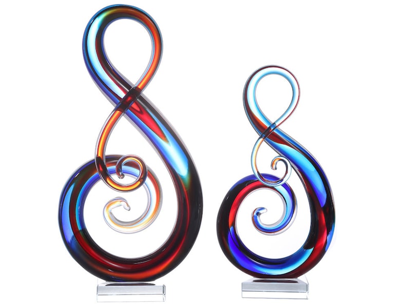 Luxury Lane Hand Blown Treble Sommerso Art Glass Sculpture 11-14 inch tall image 1