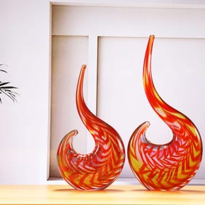 Hand Blown Abstract Sun Conure Sommerso Art Glass Sculpture 12-15 inch tall