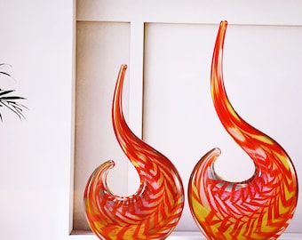 Hand Blown Abstract Sun Conure Sommerso Art Glass Sculpture 12-15 inch tall