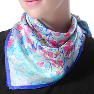 Women Small Silk Square Scarf 21 x 21 inches