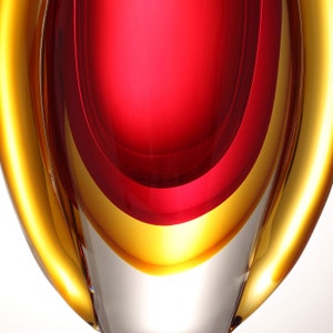 Hand Blown Sommerso Oval Art Glass Vase Red 8.5-10 inch tall image 6