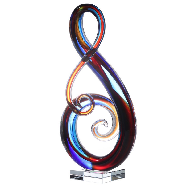 Luxury Lane Hand Blown Treble Sommerso Art Glass Sculpture 11-14 inch tall image 4