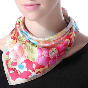 Women Small Silk Square Scarf 21 x 21 inches