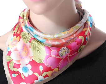 Women Small Silk Square Scarf 21 x 21 inches