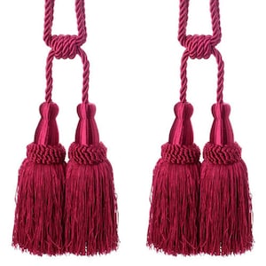 Handmade Pair of Raspberry Red Tassel Tiebacks 6.5 inch tassel