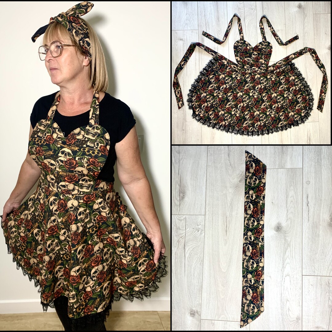 Gothic Kitchen Apron for Women 100% Cotton Free Headband - Etsy