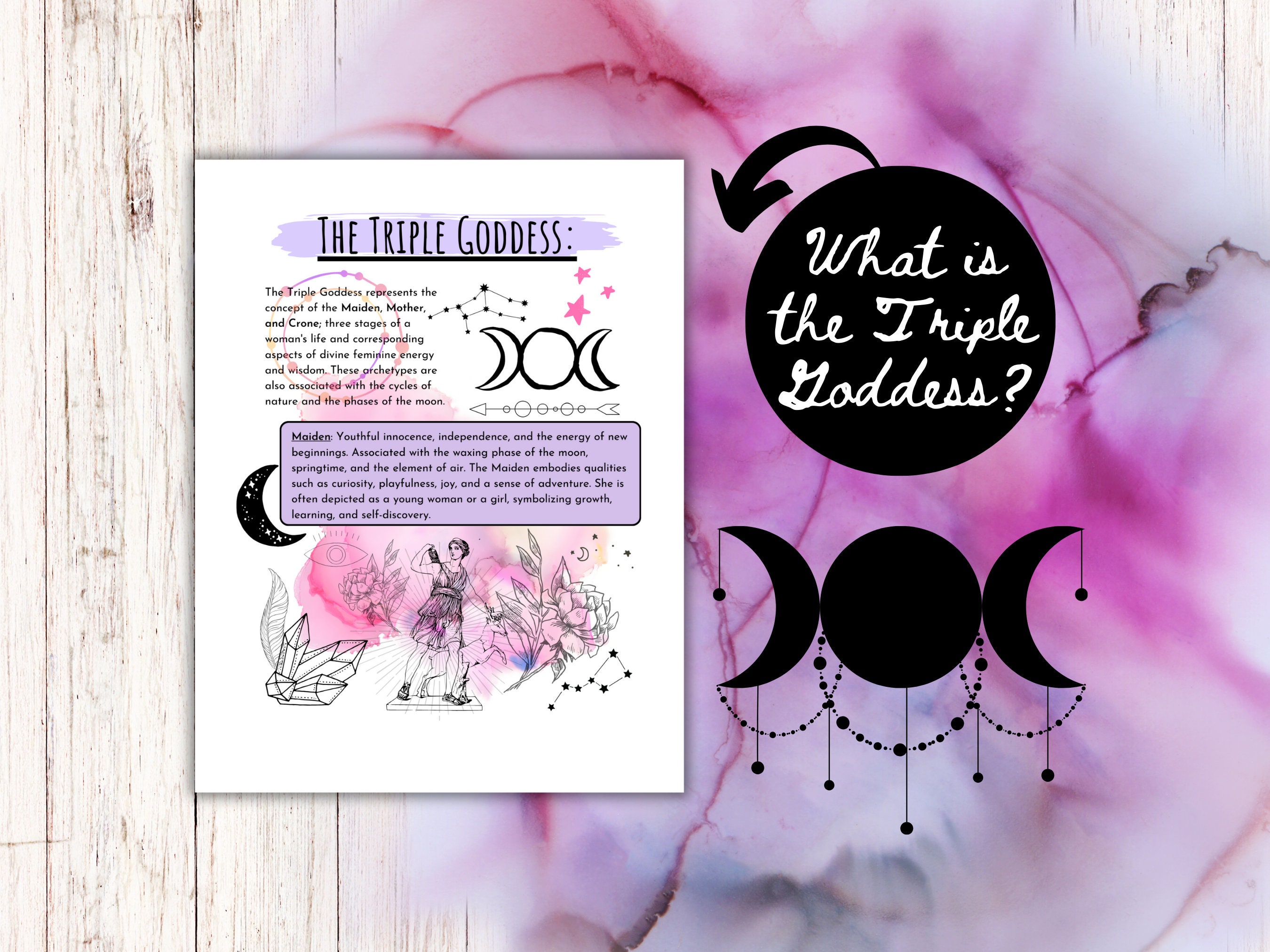 Grimoire Pages, Book of Shadows Pages, Grimoire Journal, Triple Goddess ...
