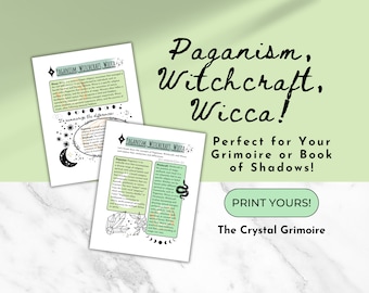 Grimoire Pages, Spell Book Pages, Book of Shadows Pages, Pagan Printable, Witchcraft Supplies, Spell Casting, Beginner Witch