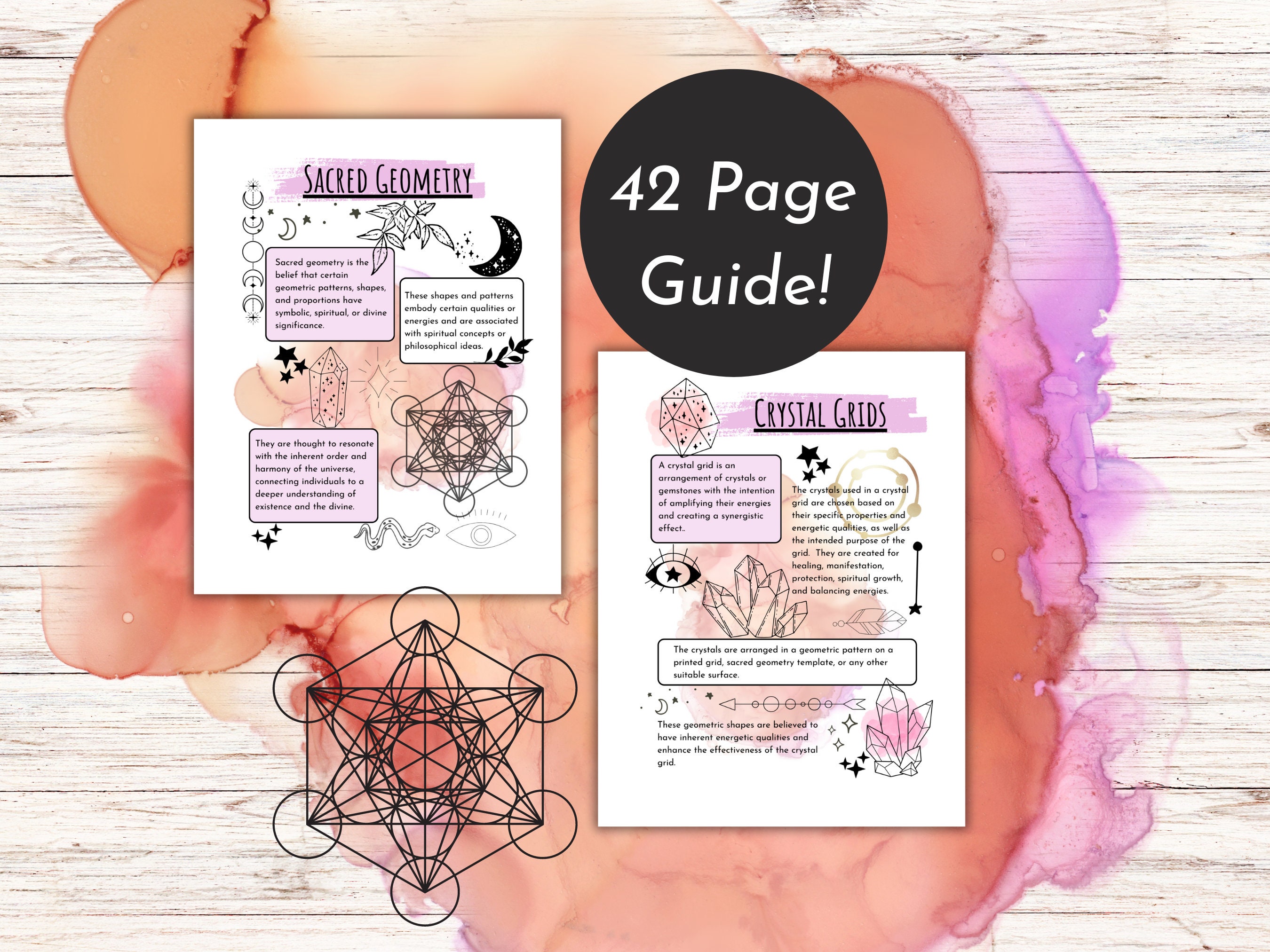 Sacred geometry crystal grid with multiple patterns – ideal for advanced intuition spells.