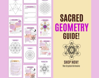 Griglia di geometria sacra, griglia di cristallo stampabile, set di griglia di cristallo, guida alla griglia di cristallo, magia di cristallo, strega principiante, pagine grimorio