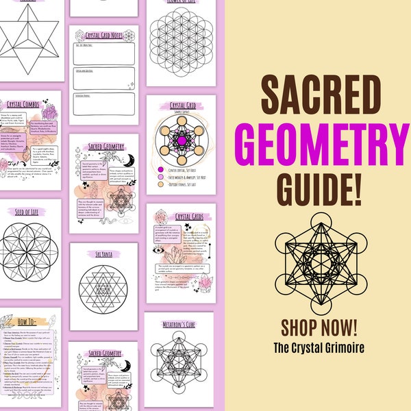 Sacred Geometry Grid, Crystal Grid Printable, Crystal Grid Set, Crystal Grid Guide, Crystal Magic, Beginner Witch, Grimoire Pages